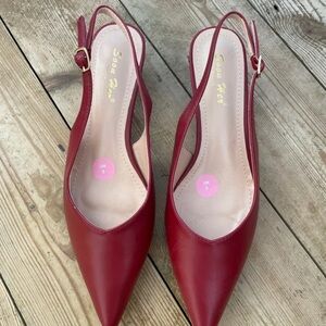 Scarlet Slingback Heels by